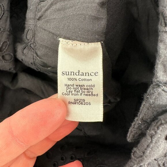 Sundance Roslin A-line Button Front Eyelet Black High Rise Floral Small Skirt - Picture 5 of 7